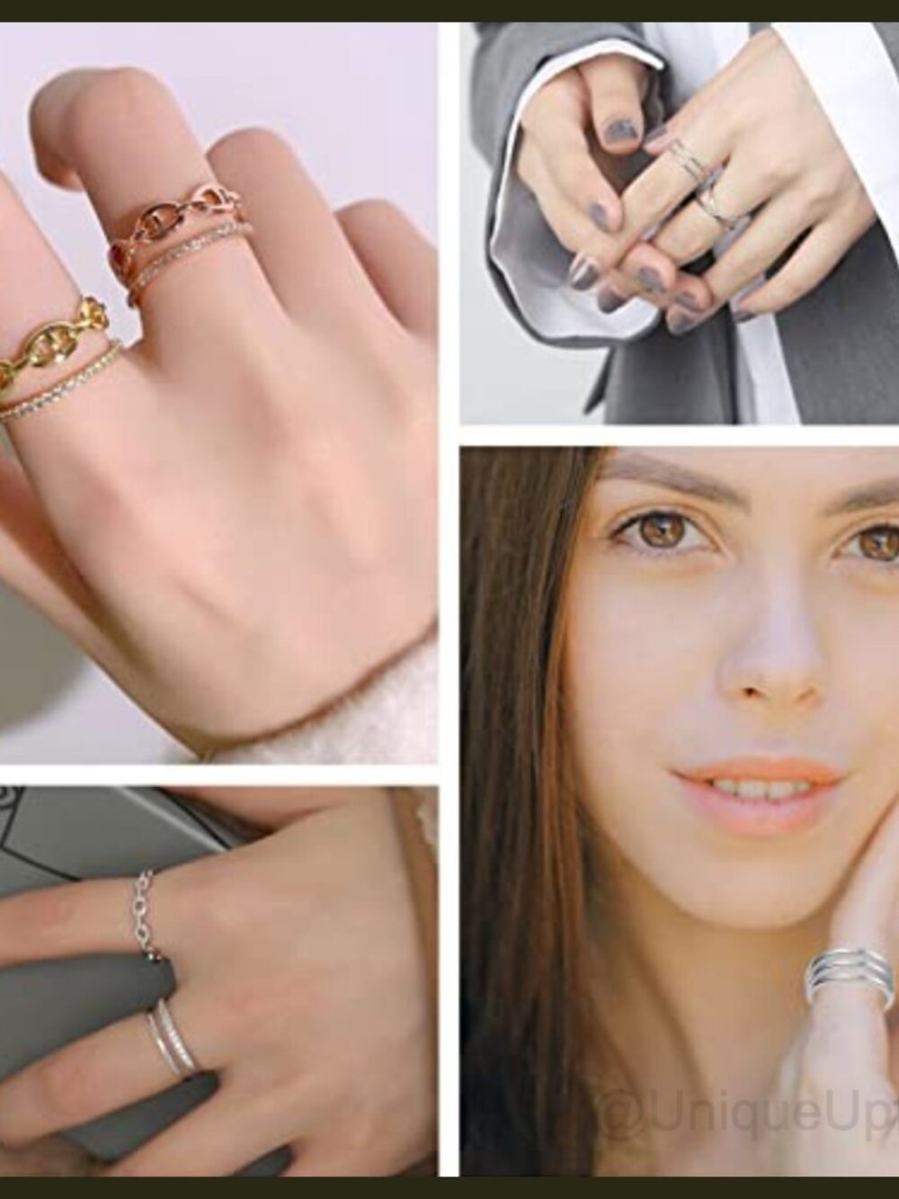 12pc Silver Plated Adjustable Open Rings Set Stackable Midi Knuckle Rings - Picture 3 of 6